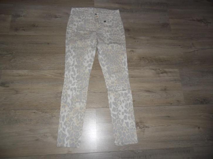 Anna Scott Denim Grijs/Beige Broek Met Animal Print Maat 38, Kleding | Dames, Spijkerbroeken en Jeans, Zo goed als nieuw, W30 - W32 (confectie 38/40)