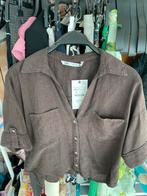 Blouse t shirt cardigan zara bruin linnen, Ophalen of Verzenden, Nieuw, Bruin