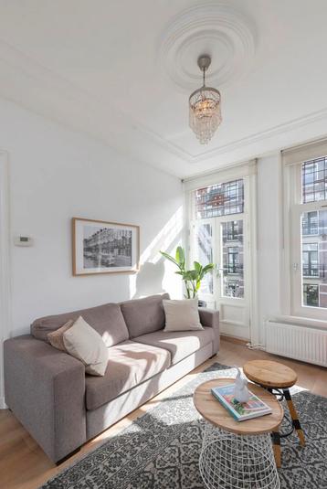 Grijze tweezitsbank in goede conditie beschikbaar voor biedingen