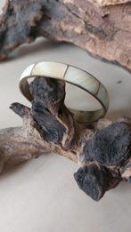 Vintage Messing & Parelmoer Armband, Sieraden, Tassen en Uiterlijk, Armbanden, Ophalen of Verzenden, Gebruikt, Beige, Overige materialen