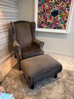 Olav Home Fauteuil Karel bruin kroko velours incl. hocker, 75 tot 100 cm, Ophalen of Verzenden, 75 tot 100 cm, Stof