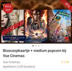 Vue bioscoopkaartje met popcorn geldig tm 13 feb, alle dagen, Eén persoon, Vrijkaartje specifieke film