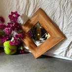 Spiegel (facet) – lijst van teakhout - 40 x 40 cm -TTM Wonen, Huis en Inrichting, Woonaccessoires | Spiegels, TTM Wonen, Meubels – (Perzische) Tapijten en Woonaccessoires