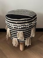 Nieuw Collectione poef macramé zwart/wit/beige, Ophalen of Verzenden, Nieuw, Hout