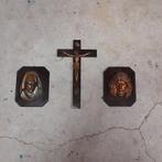 kruisbeeld set met hoofd Maria en hoofd Jesus, Antiek en Kunst, Antiek | Religie, Ophalen