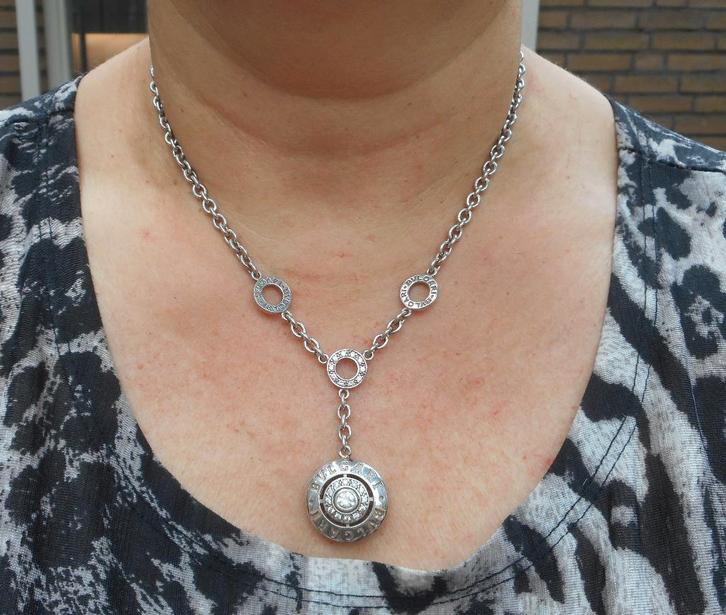 Zilveren prachtig collier BVL GARI nr.1427, Sieraden, Tassen en Uiterlijk, Kettingen, Zo goed als nieuw, Zilver, Zilver, Met hanger