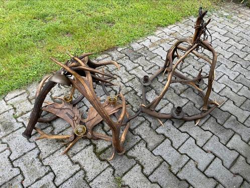 Geweilampen,geweien,kroonluchters,hertengeweien,mancave, Huis en Inrichting, Lampen | Kroonluchters, Gebruikt, Overige materialen
