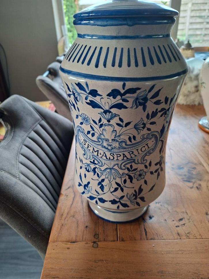 Antieke Deruta Apothekerspot met Deksel 35cm hoog, Antiek en Kunst, Antiek | Keramiek en Aardewerk, Ophalen of Verzenden