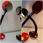 Tafellampen set vintage jaren 70 metalen bollen rood + bruin, Minder dan 50 cm, Metaal, Gebruikt, Ophalen of Verzenden