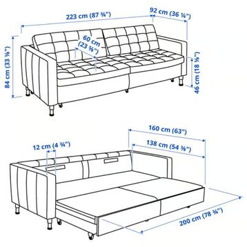 IKEA LANDSKRONA 3-zits slaapbank, Gunnared donkergrijs/hout - afbeelding 8