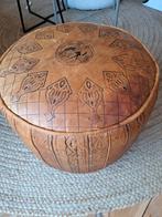 Vintage Oster poef leer, Minder dan 50 cm, Gebruikt, Rond, Ophalen of Verzenden