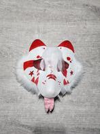 White and red therian fursuit furry mask with posable tongue, Hobby en Vrije tijd, Kostuums, Theaterbenodigdheden en LARP, Zo goed als nieuw