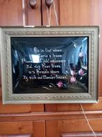 Schilderij met een religieuze spreuk achter gebold glas., Ophalen of Verzenden