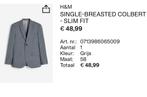 H&M herenpak, Kleding | Heren, Kostuums en Colberts, Overige maten, Ophalen of Verzenden, Zo goed als nieuw, Grijs