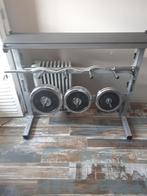 Kettler schijvenstandaard incl 90kg schijven en curlstang, Sport en Fitness, Fitnessmaterialen, Ophalen, Zo goed als nieuw