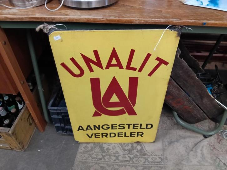 Vintage Unalit Emaille Reclamebord, Antiek en Kunst, Antiek | Emaille, Ophalen of Verzenden