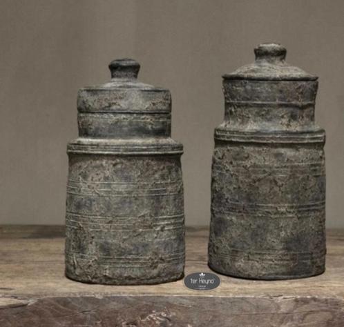 Stenen pot thamel kruik deksel set stoer sober landelijk, Huis en Inrichting, Woonaccessoires | Overige, Nieuw, Verzenden