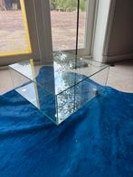 Design salontafel glas op wielen kubus, Ophalen, 50 tot 100 cm, Minder dan 50 cm, Glas