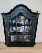 Prachtig zwart antiek eiken vitrinekastje/wandkastje, Huis en Inrichting, Kasten | Ladekasten, Ophalen, 50 tot 100 cm, Zo goed als nieuw