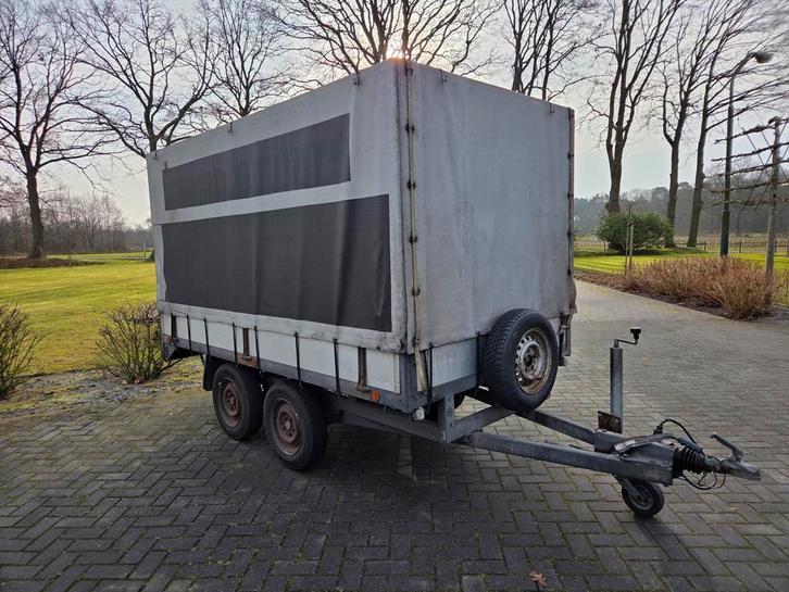 Tandemasser plateauwagen met huif, Auto diversen, Aanhangers en Bagagewagens, Gebruikt, Ophalen