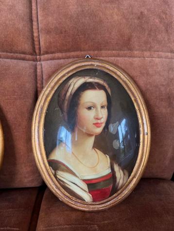 Oude ovale portret schilderijen beschikbaar voor biedingen