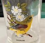 Vintage “groenling” vogel tumbler glas, Ophalen of Verzenden, Zo goed als nieuw, Frisdrankglas