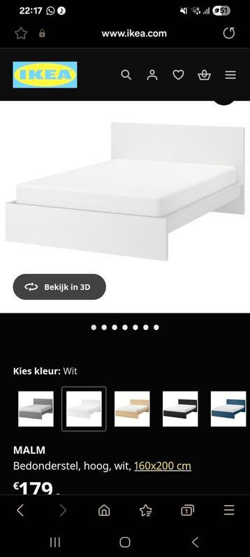 Ikea malm bed frame met middenbalk 160x200