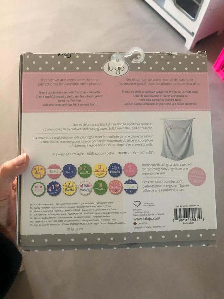 Lulujo Deken met Mijlpaalkaarten Set, Kinderen en Baby's, Dekens, Slaapzakjes en Inbakerproducten, Nieuw, Deken, 100 cm of meer