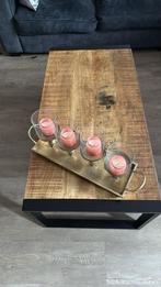 Mango houten salontafel, Huis en Inrichting, Tafels | Salontafels, Ophalen, 50 tot 100 cm, Rond, Zo goed als nieuw