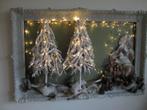 XXL 3D Kerst Schilderij met Kerstbomen Hert en Licht 117x78, Diversen, Kerst, Ophalen