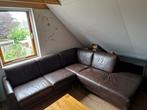 Mooie echt leren hoekbank (cognac, 5 zits, bruin, interieur), Ophalen, Gebruikt