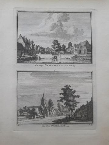 55-56*/ Dorp Baarland en Ouderlande Zeeland gravure uit 1754 beschikbaar voor biedingen