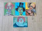 4 vintage Clown schilderijen van Frank van Wegel €59, Ophalen of Verzenden