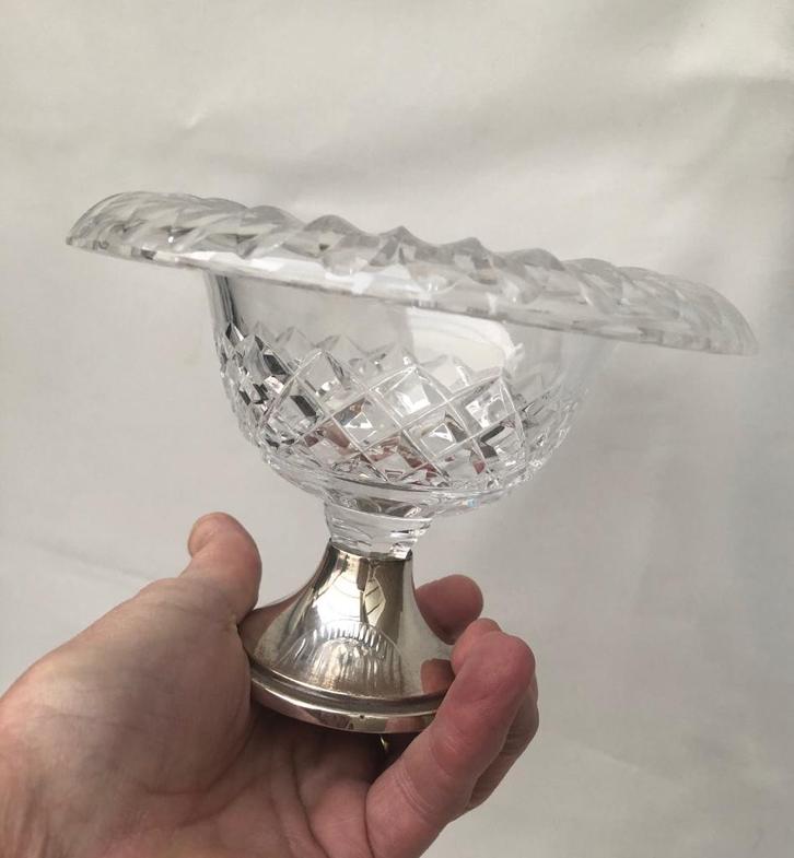 Kristal schaal coupe op zilver voet - 1947 -1952, Antiek en Kunst, Antiek | Goud en Zilver, Zilver, Ophalen of Verzenden
