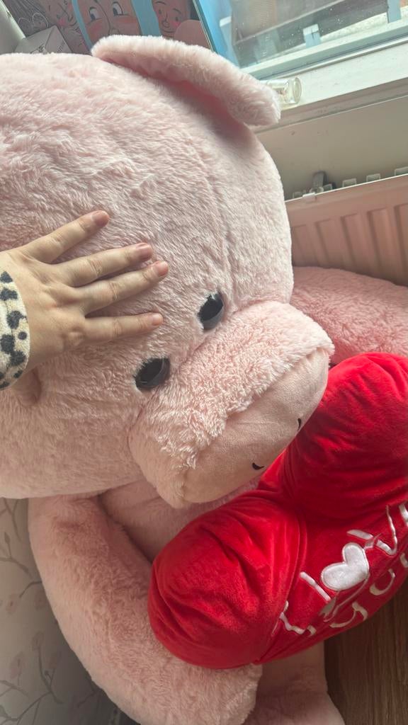 Grote roze knuffel varken met hart, Ophalen, Zo goed als nieuw, Overige typen