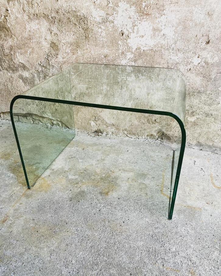 Glazen Fiam Waterfall Bijzettafel Salontafel , Jaren 80, Antiek en Kunst, Antiek | Meubels | Tafels, Ophalen of Verzenden