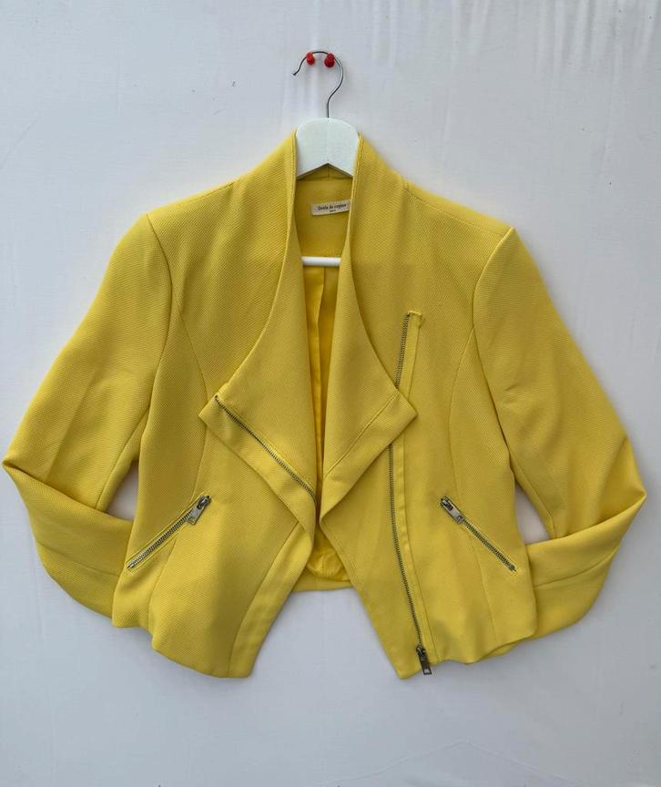 Gele Blazer - Trendy jasje, Kleding | Dames, Jasjes, Kostuums en Pakken, Zo goed als nieuw, Jasje, Maat 36 (S), Geel, Ophalen of Verzenden