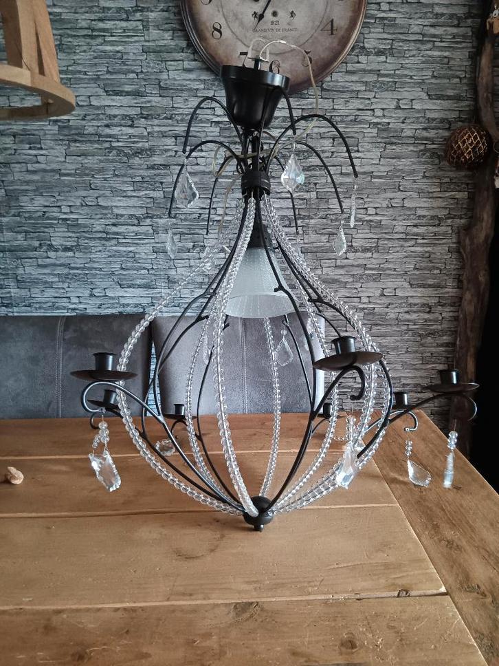 Kroonluchter, Huis en Inrichting, Lampen | Kroonluchters, Gebruikt, Glas, Metaal, Ophalen
