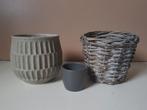 Verzameling grijze bloempotten, Tuin en Terras, Rond, Ophalen of Verzenden, Zo goed als nieuw, Aardewerk