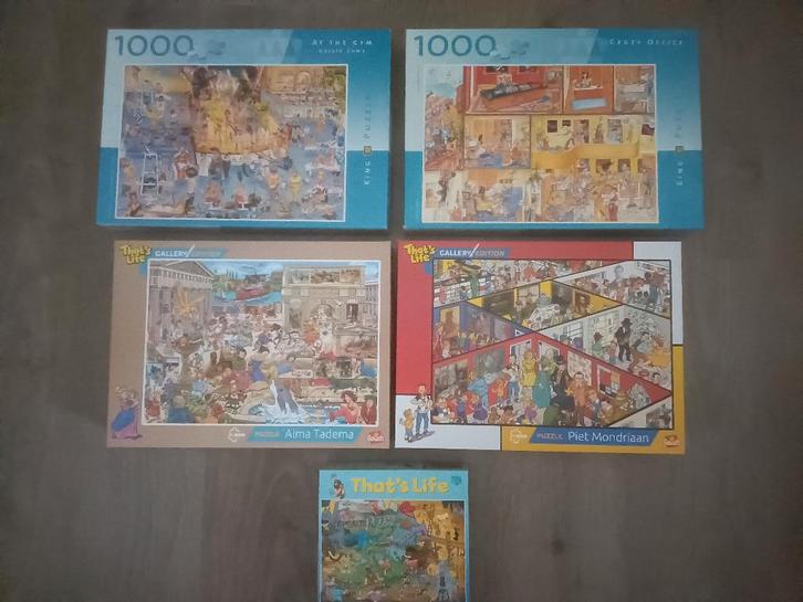 5 Puzzels that's life/ king 1000 stukjes (jan van haasteren), Hobby en Vrije tijd, Denksport en Puzzels, Zo goed als nieuw, Legpuzzel