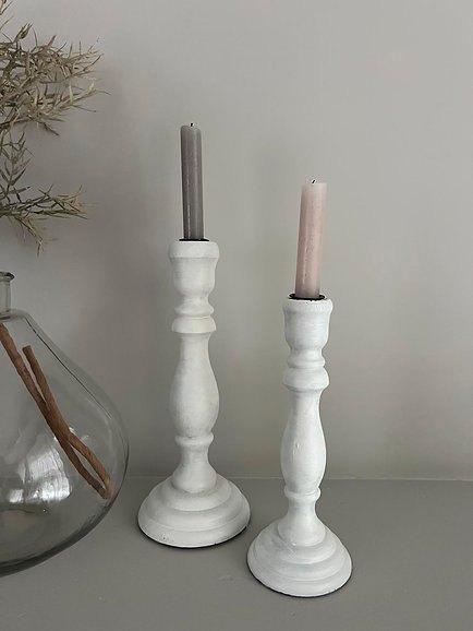 kandelaar, Huis en Inrichting, Woonaccessoires | Kandelaars en Kaarsen, Zo goed als nieuw, Kandelaar, 25 tot 50 cm, Hout, Wit