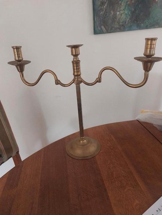 Grote,  flexible instelbare, koperen kaarsenstandaard., Antiek en Kunst, Antiek | Kandelaars, Koper of Brons, Ophalen of Verzenden