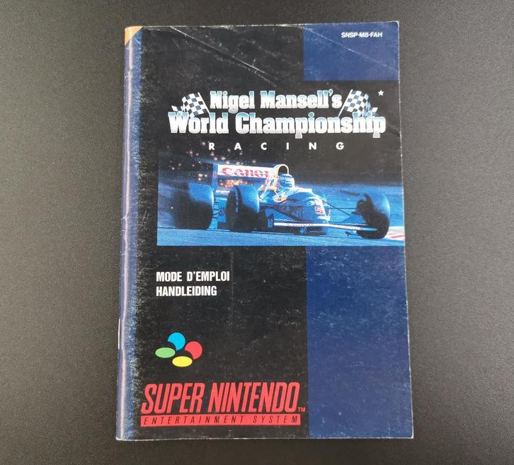SNES Manual Nigel Mansell's World Championship, Spelcomputers en Games, Games | Nintendo Super NES, Zo goed als nieuw, Avontuur en Actie
