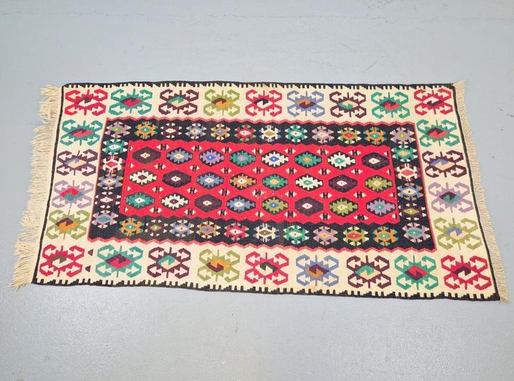 Vintage Kelim Bohemien Vloer / Wandkleed '60 Handmade, Huis en Inrichting, Stoffering | Tapijten en Kleden, Gebruikt, 50 tot 100 cm