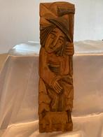 Sculptuur van houthakker met schaap 50x14x2,5, Antiek en Kunst, Ophalen of Verzenden