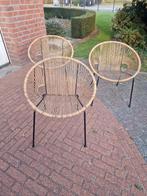 Set van 3 Riet/Rotan Stoelen, Ophalen, Gebruikt, Bruin
