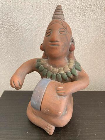 Vintage Mexicaans Beeldje Drummer Maya/Azteken beschikbaar voor biedingen