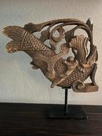 Houten ornament "Vis" op metalen standaard, Ophalen of Verzenden