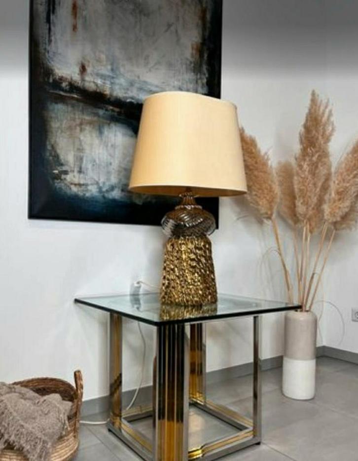 Ugo Zaccagnini Tafellamp - 72cm, Huis en Inrichting, Lampen | Tafellampen, Gebruikt, 50 tot 75 cm, Glas, Metaal, Stof, Ophalen of Verzenden