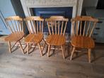 4 Houtenstoelen Caféstoelen Windsor stoelen, Huis en Inrichting, Ophalen, Gebruikt, Bruin, Vier